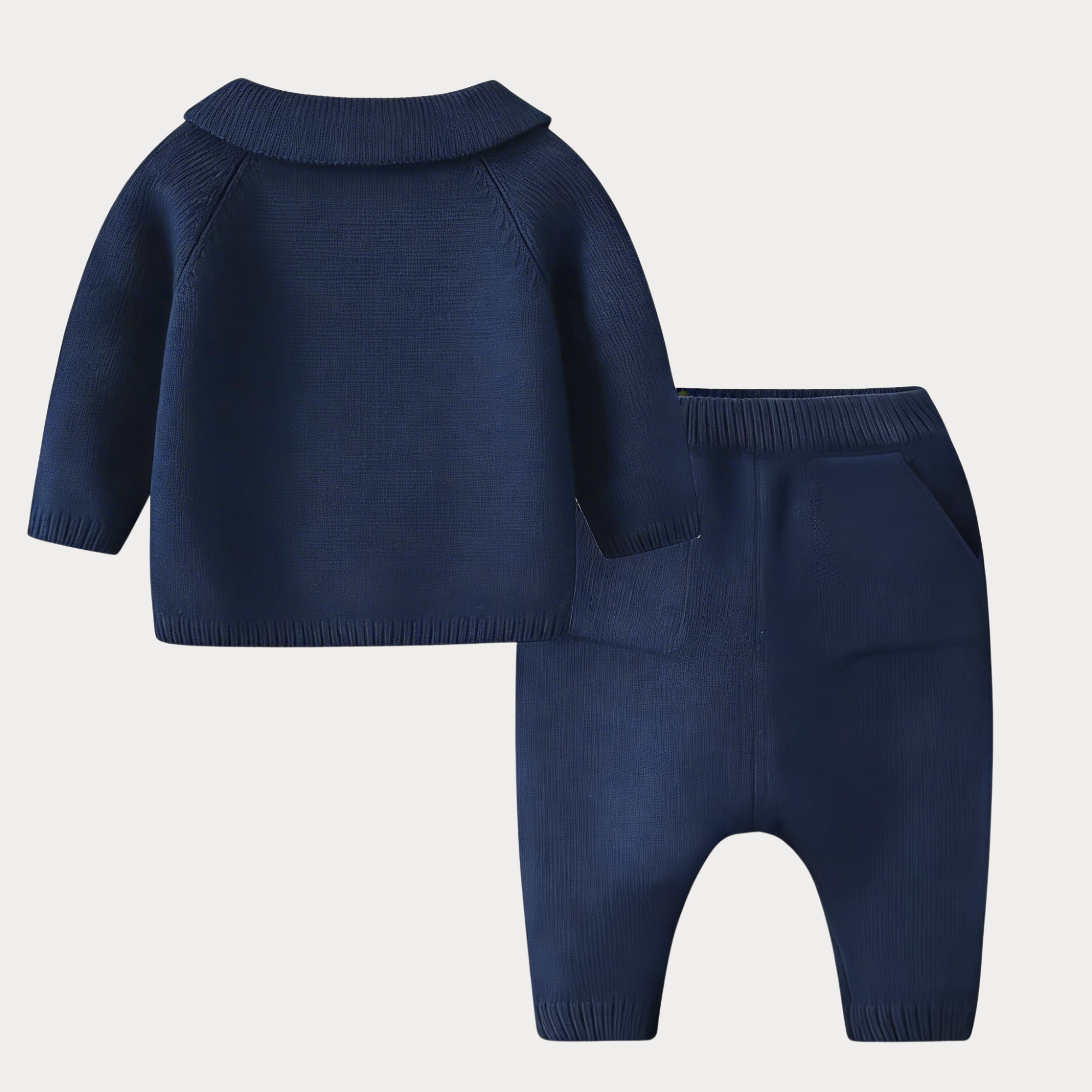 AI-generates product visualization - Cable Knit Sweater Set — Navy