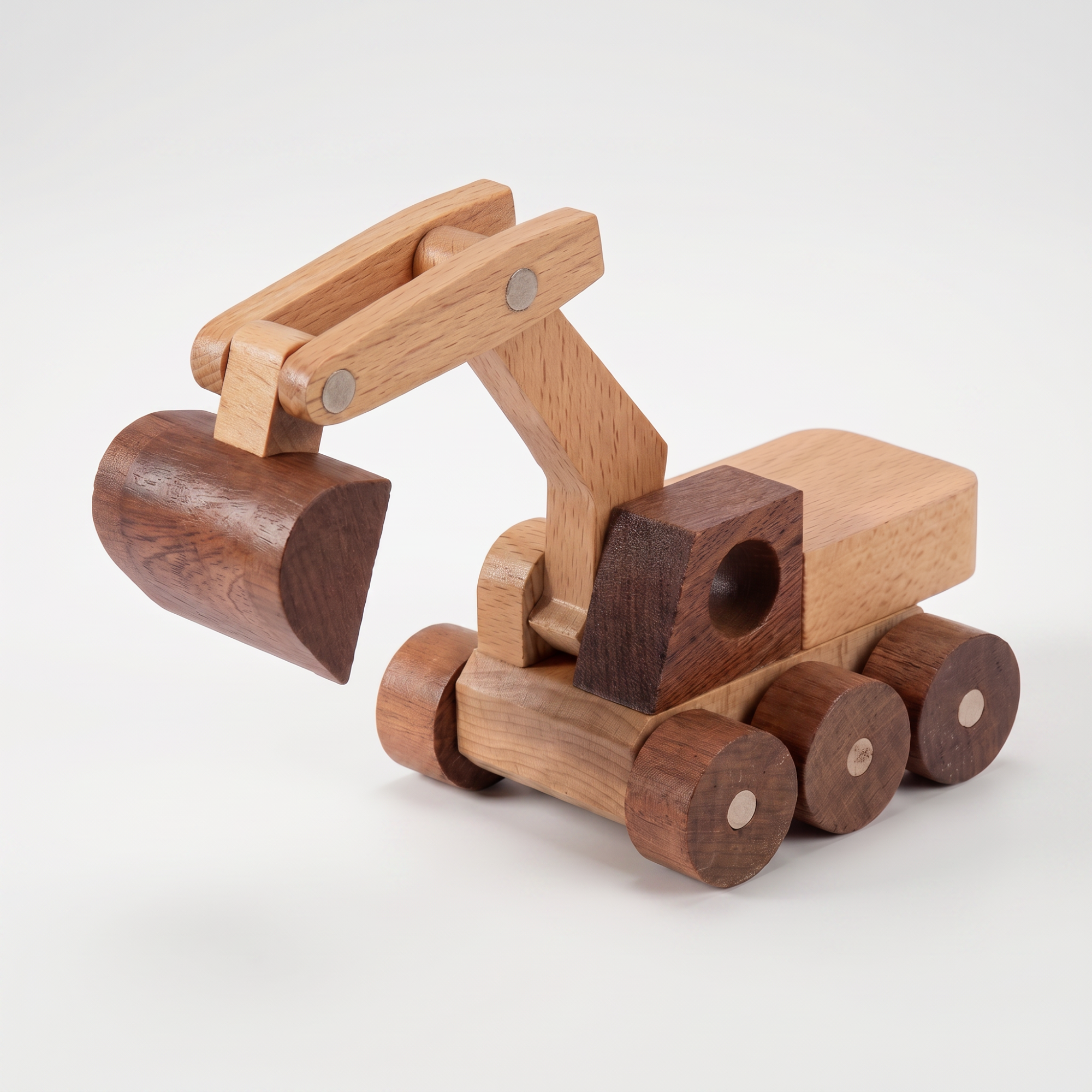 AI-generates product visualization - Wooden Excavator Push Toy