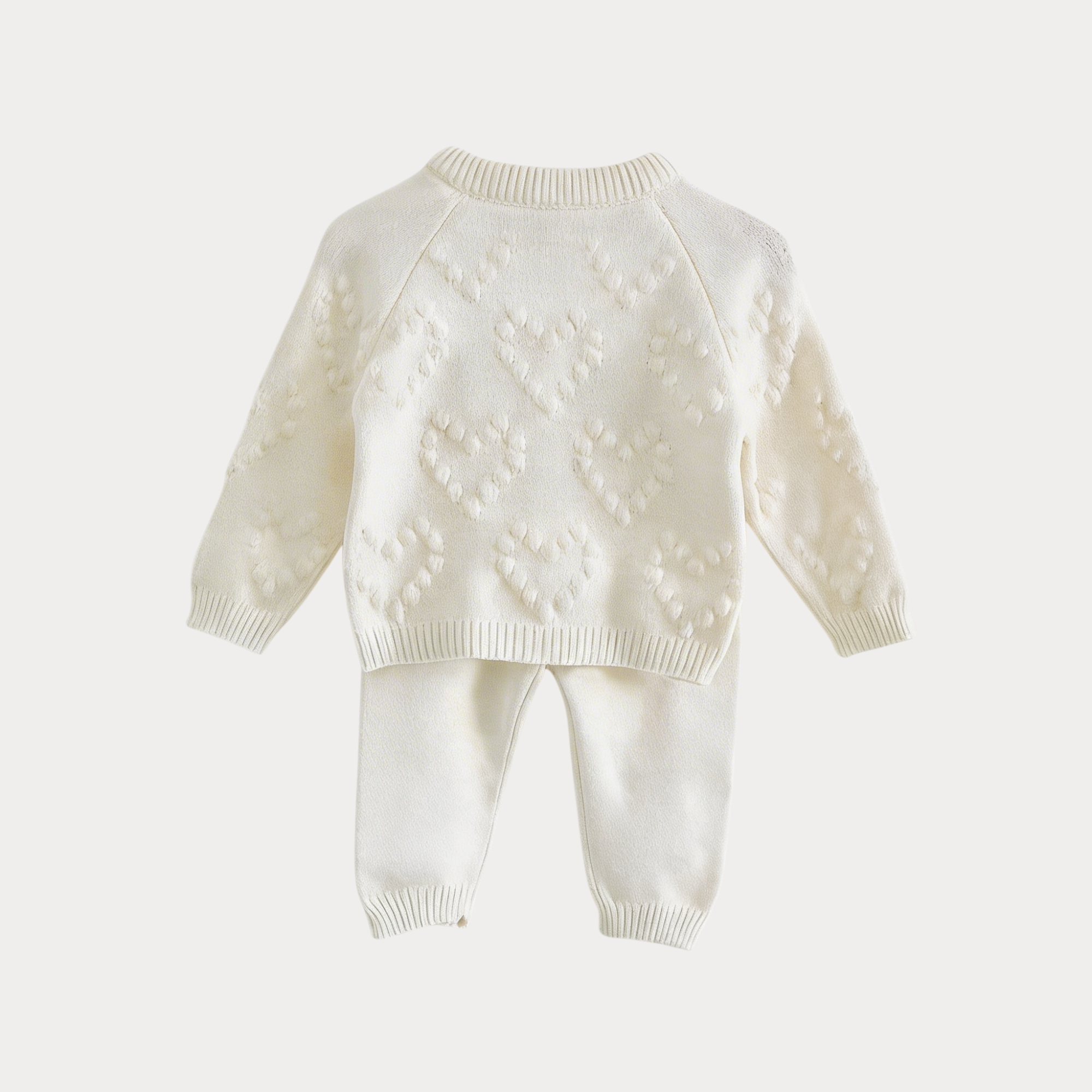 AI-generates product visualization - Pom Heart Knit Set — Ivory
