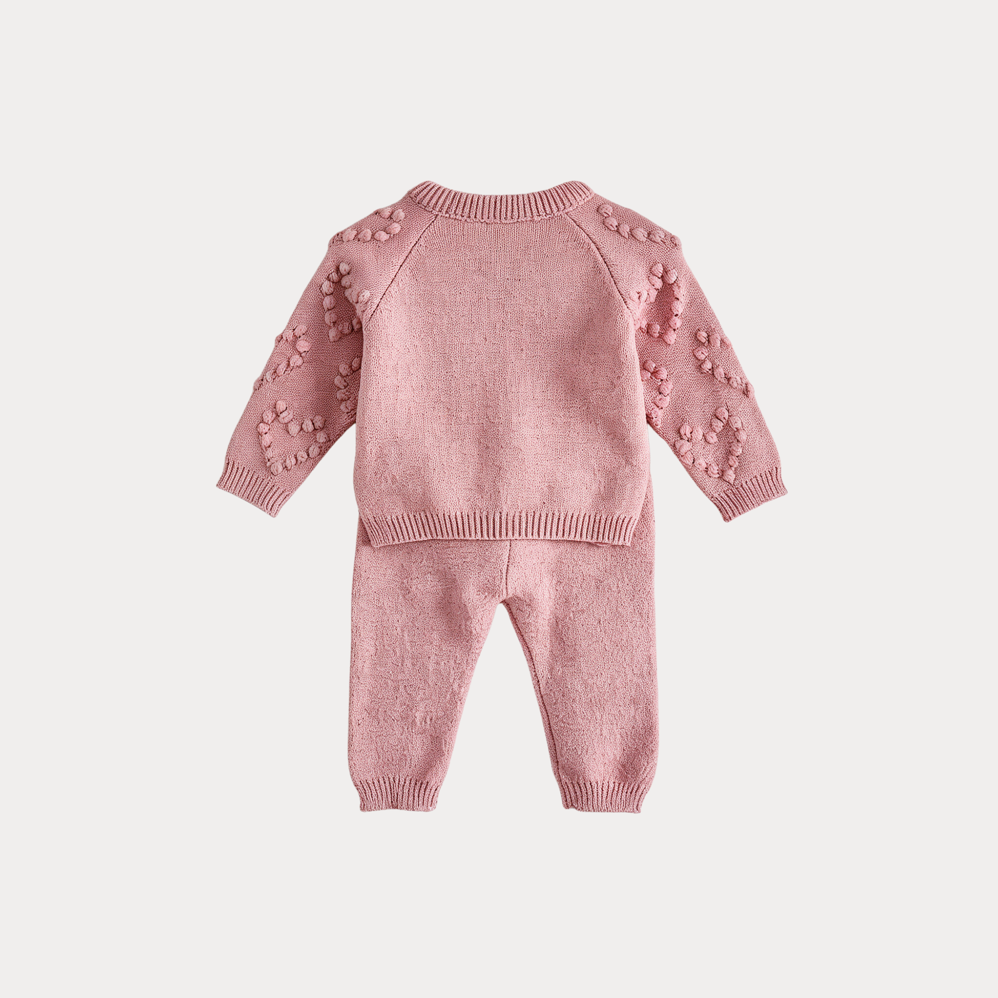 AI-generates product visualization - Pom Heart Knit Set — Dusty Rose