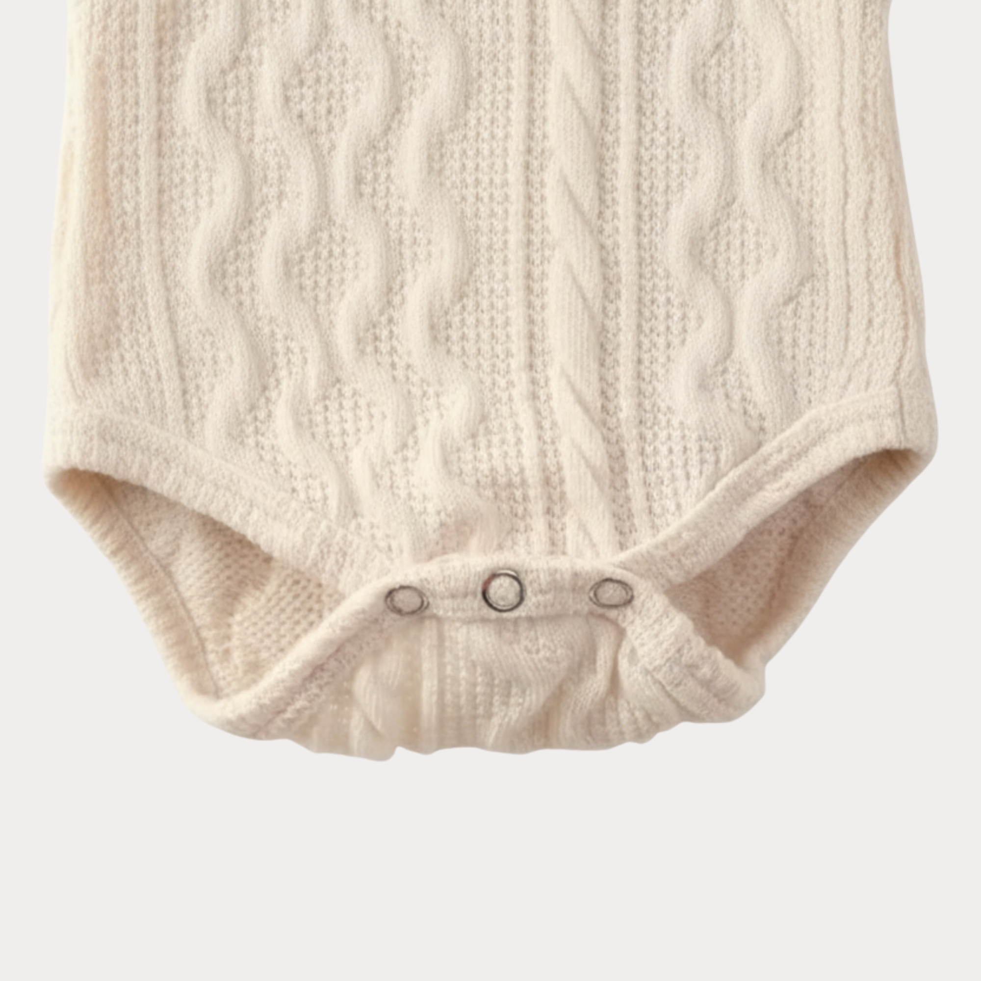 AI-generates product visualization - Cable Knit Romper Set — Warm Ivory