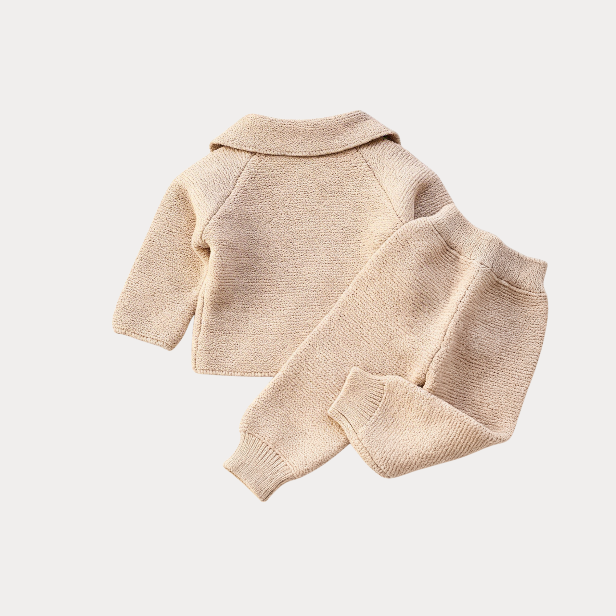 AI-generates product visualization - Organic Cotton Knit Comfort Set — Warm Oat