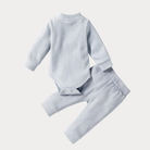 AI-generates product visualization - Ribbed Romper Set — Dusty Blue