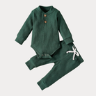 AI-generates product visualization - Ribbed Romper Set — Forest Green