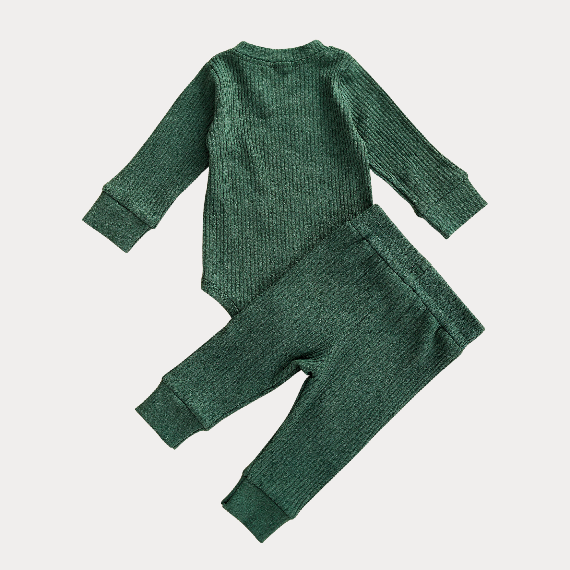 AI-generates product visualization - Ribbed Romper Set — Forest Green