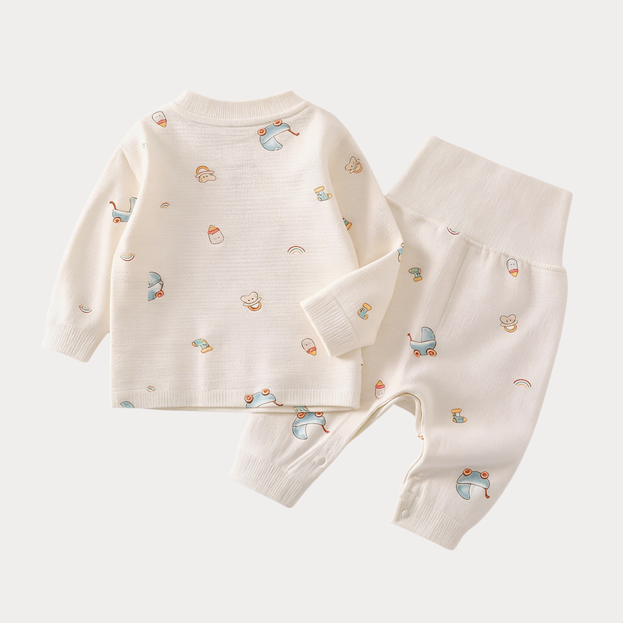 AI-generates product visualization - Printed Comfort Set — Ivory Baby Icons