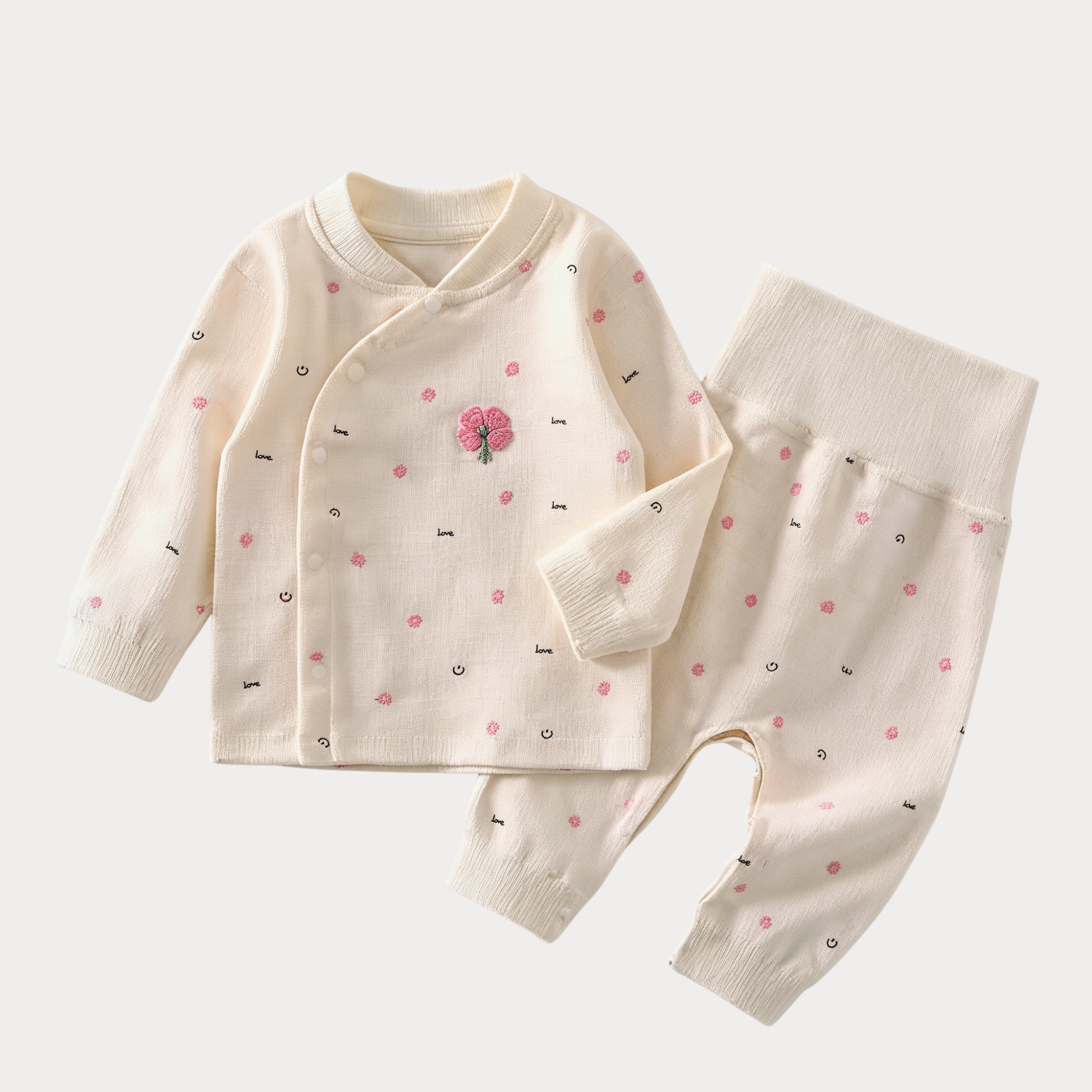 AI-generates product visualization - Embroidered Flower Comfort Set — Ivory