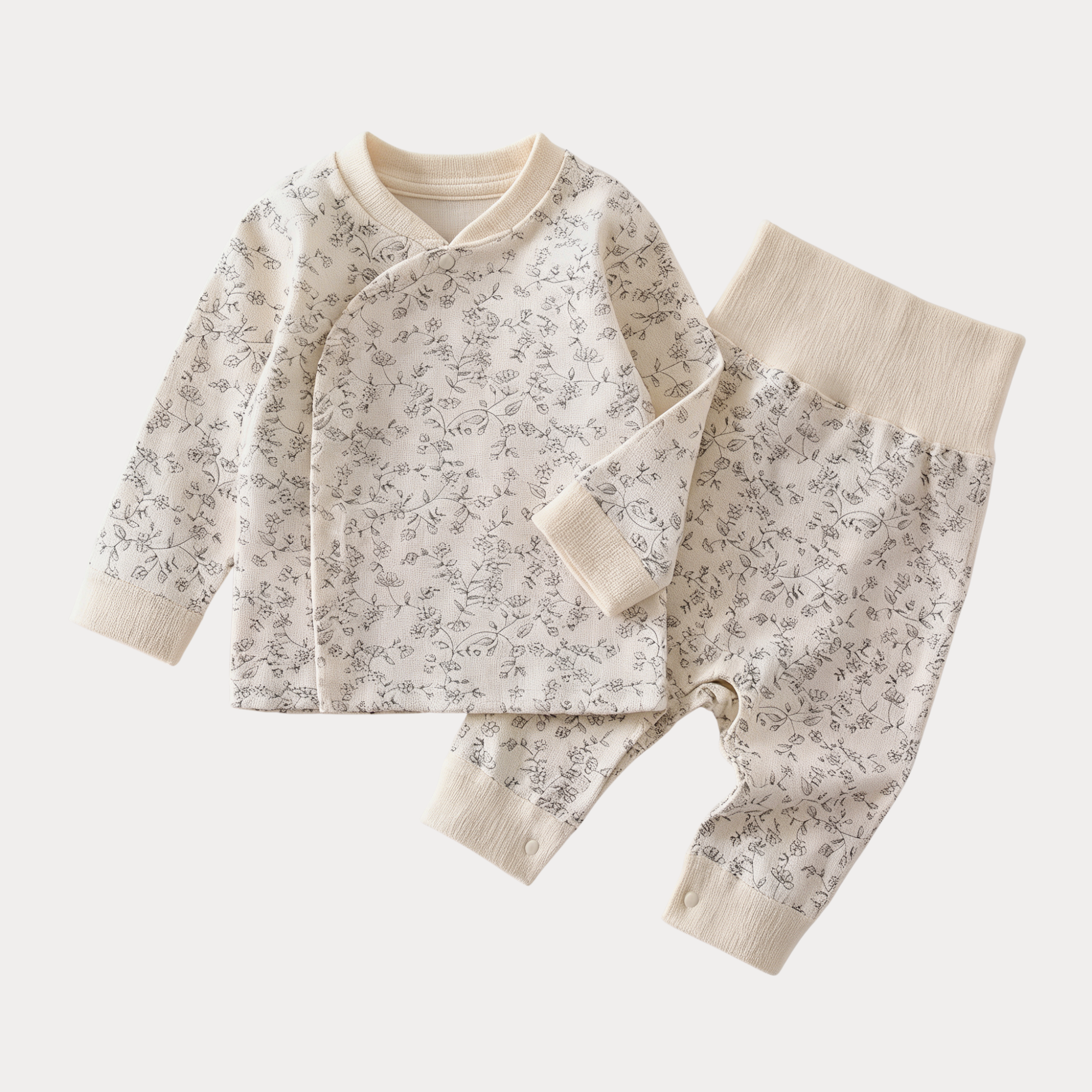 AI-generates product visualization - Floral Print Comfort Set — Ivory
