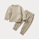 AI-generates product visualization - Cable Knit Sweater Set — Warm Oat