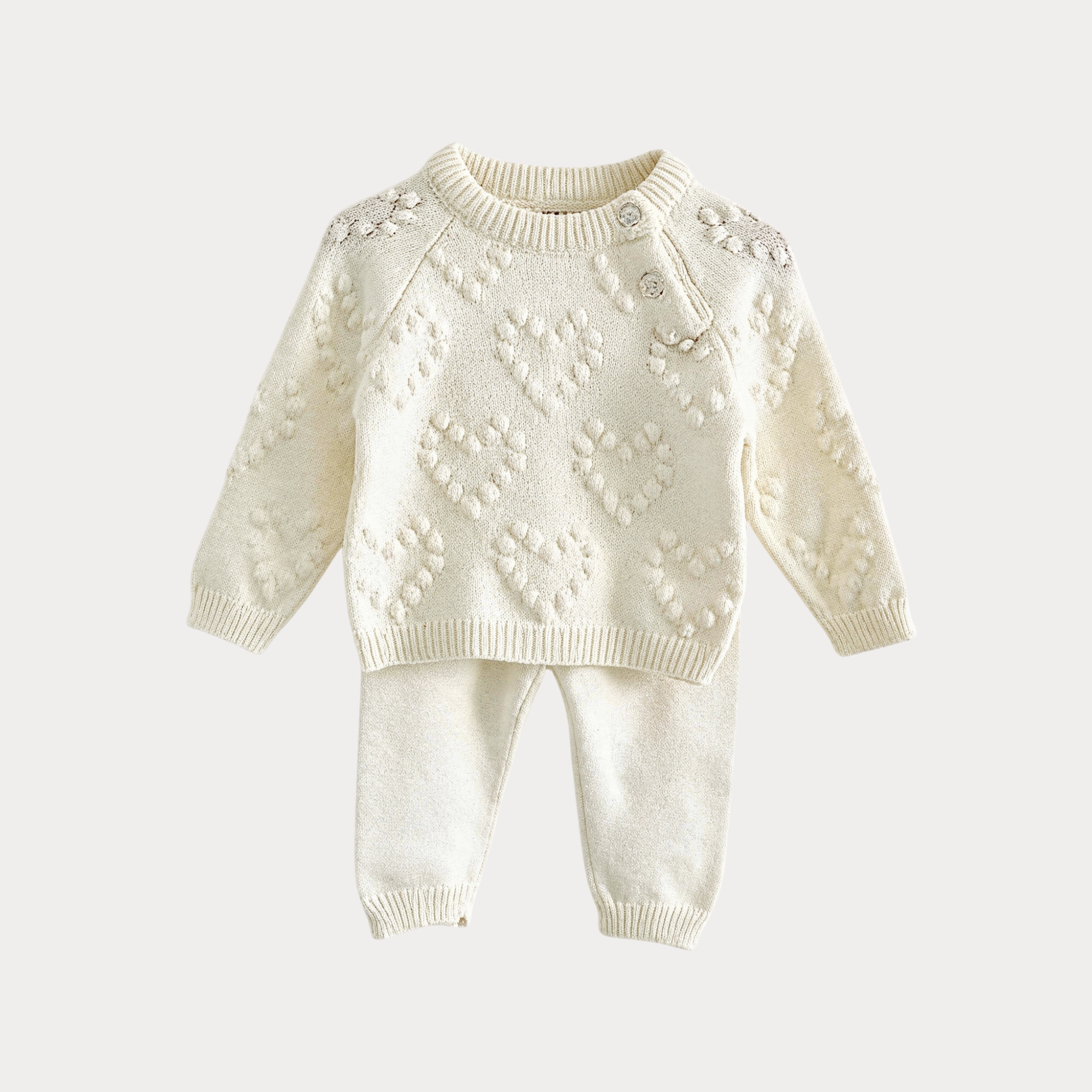 AI-generates product visualization - Pom Heart Knit Set — Ivory