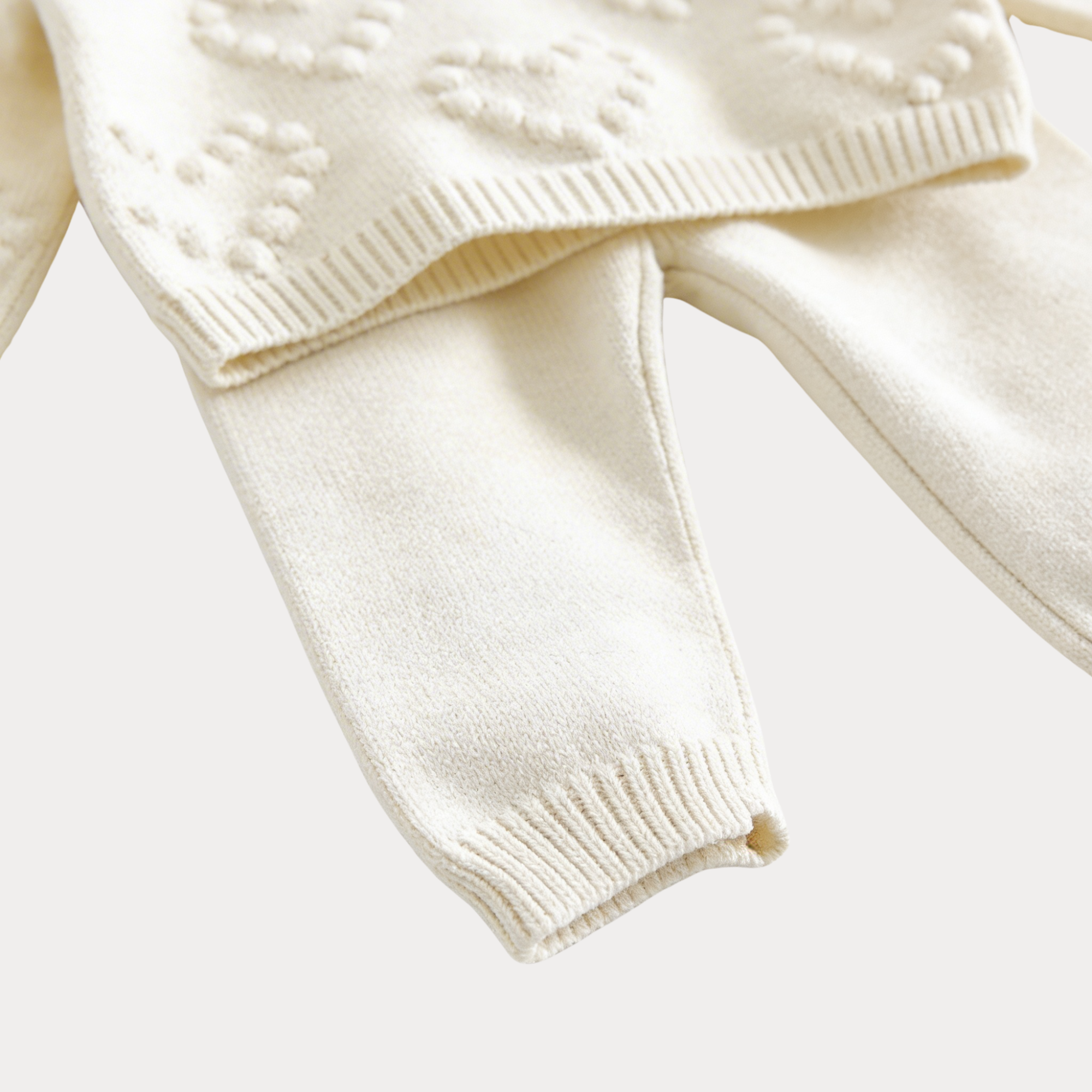 AI-generates product visualization - Pom Heart Knit Set — Ivory
