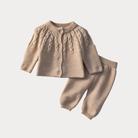 AI-generates product visualization - Cable Knit Cardigan Set — Warm Oat