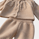 AI-generates product visualization - Cable Knit Cardigan Set — Warm Oat
