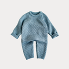 AI-generates product visualization - Textured Knit Two-Piece Set — Dusty Blue