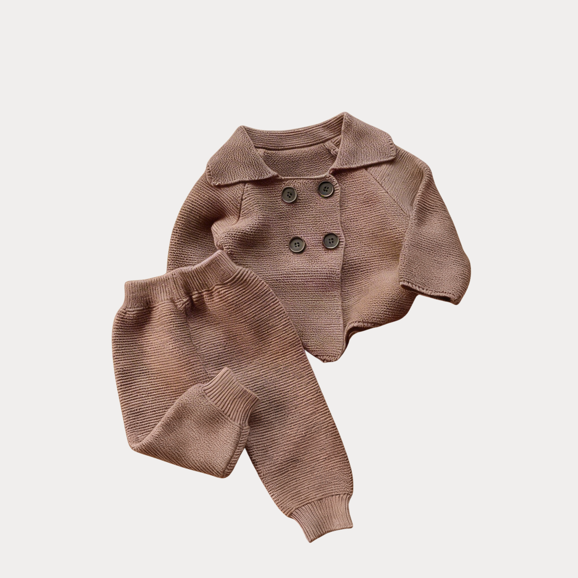 AI-generates product visualization - Organic Cotton Knit Comfort Set — Mocha