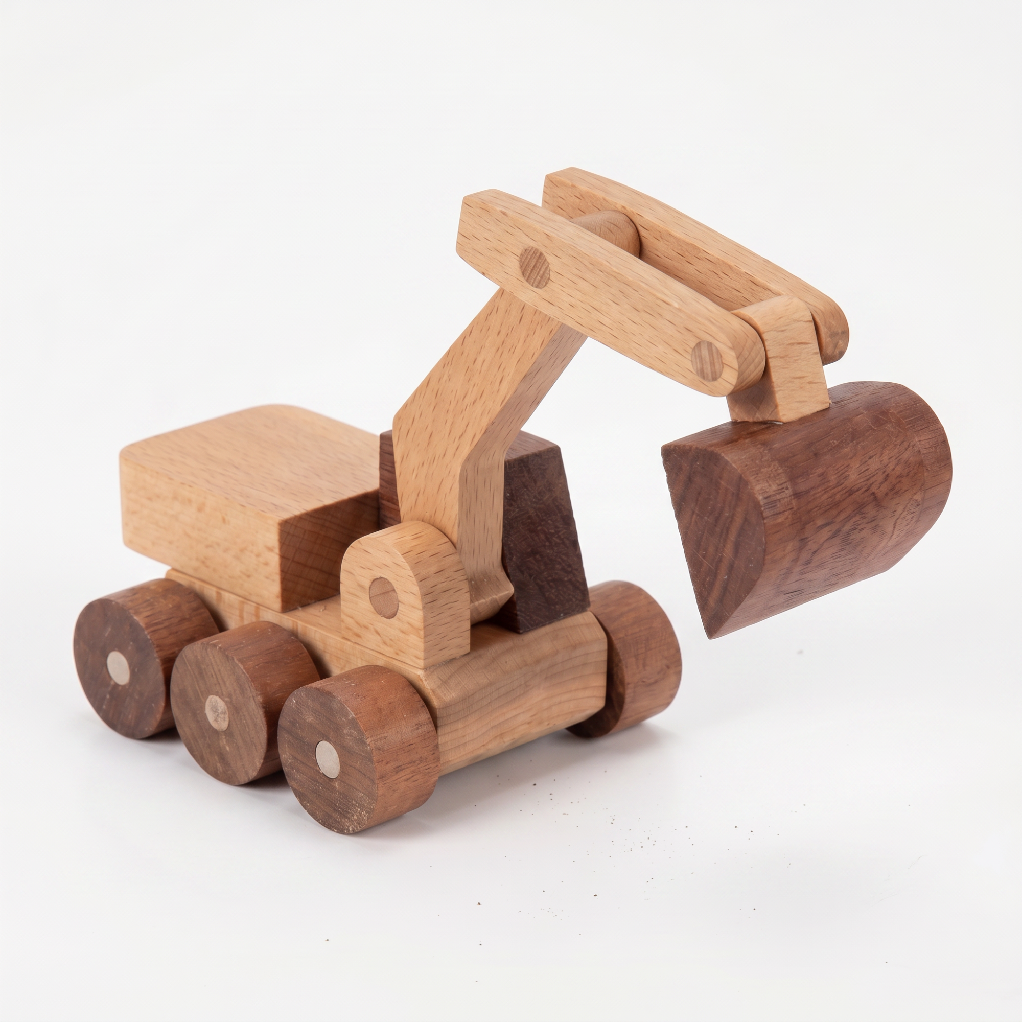 AI-generates product visualization - Wooden Excavator Push Toy