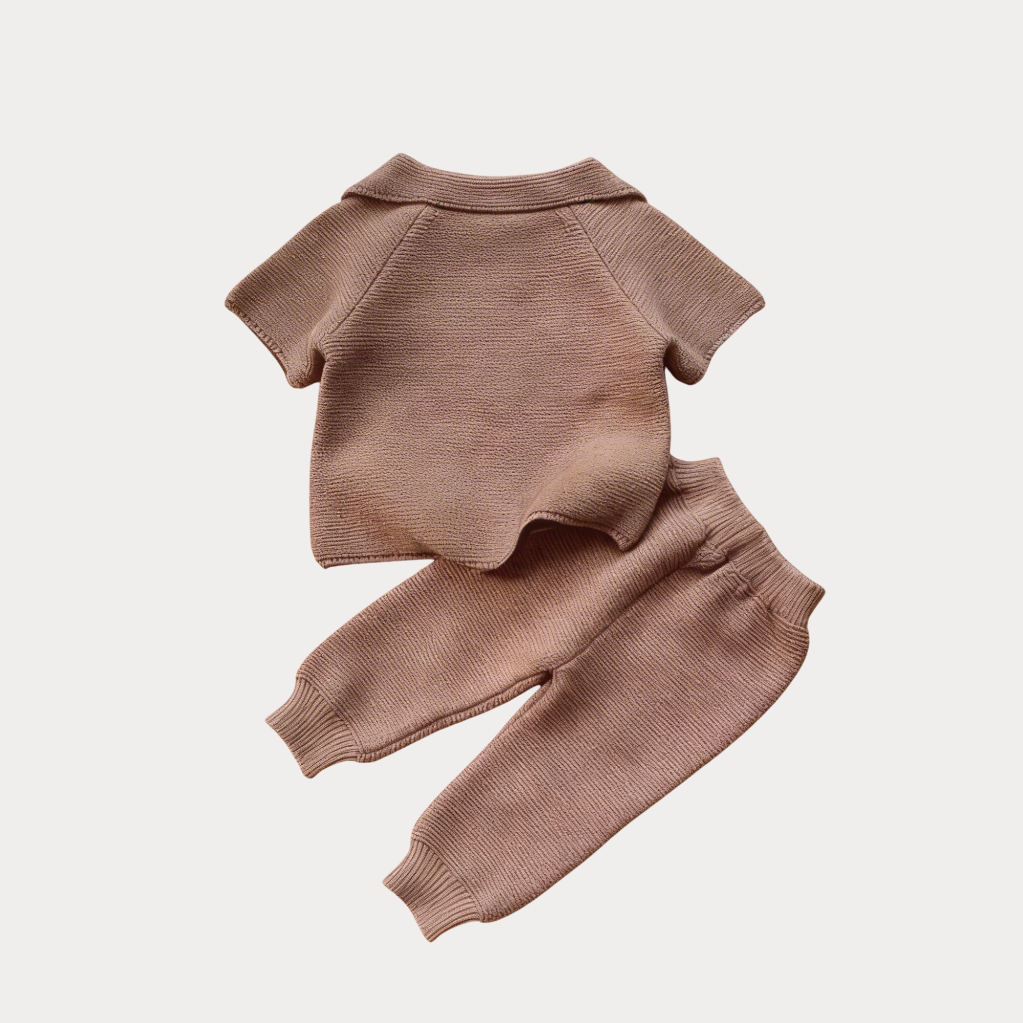 AI-generates product visualization - Organic Cotton Knit Comfort Set — Mocha