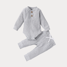 AI-generates product visualization - Ribbed Romper Set — Light Grey
