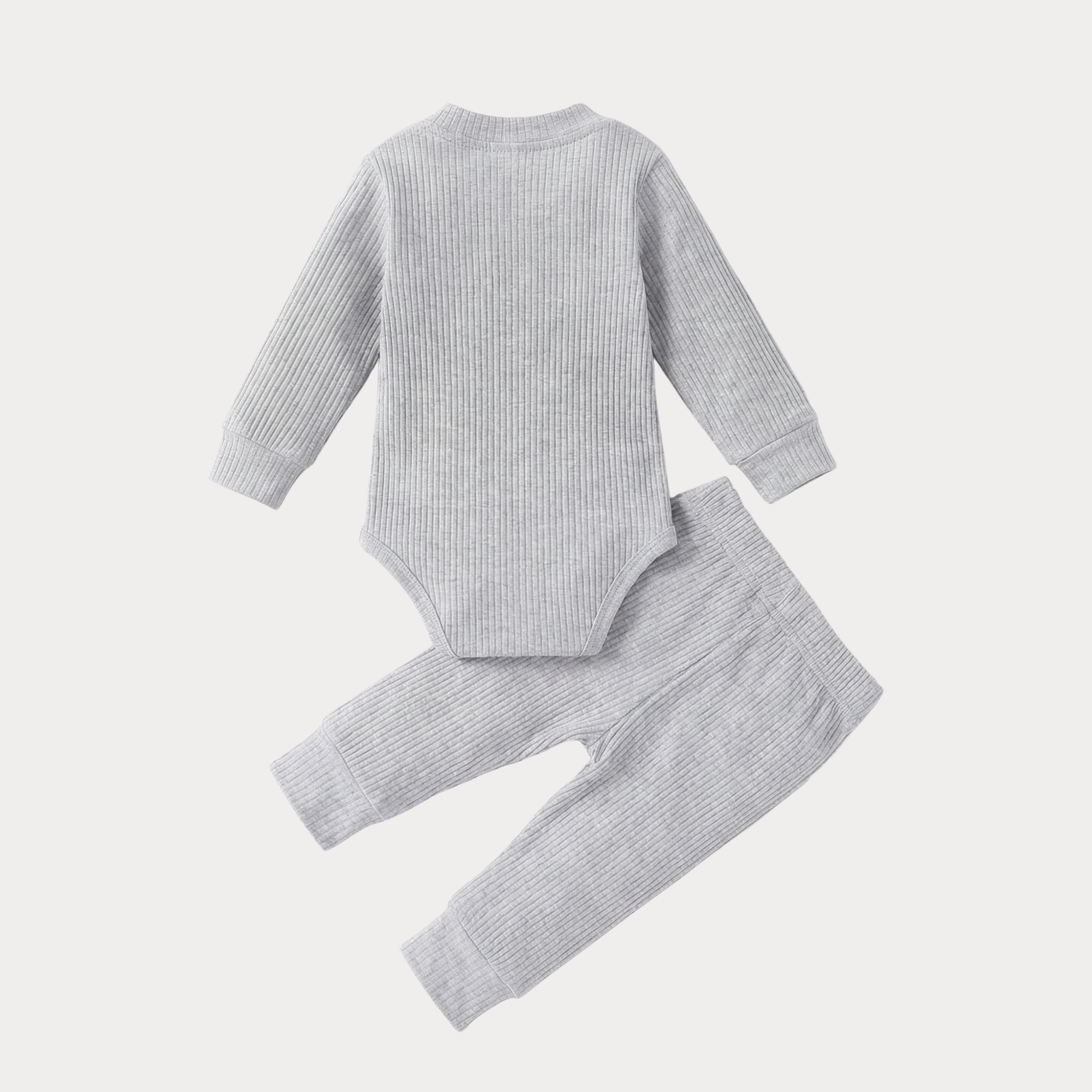 AI-generates product visualization - Ribbed Romper Set — Light Grey