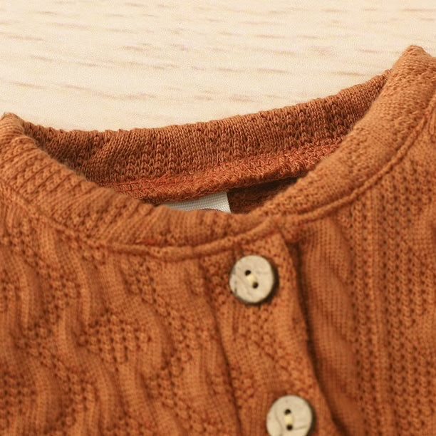 AI-generates product visualization - Cable Knit Romper Set — Warm Rust
